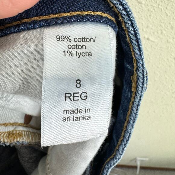 Old Navy Medium Wash Legacy Straight High Rise Cotton Distressed Denim Jeans 8 - Picture 7 of 7